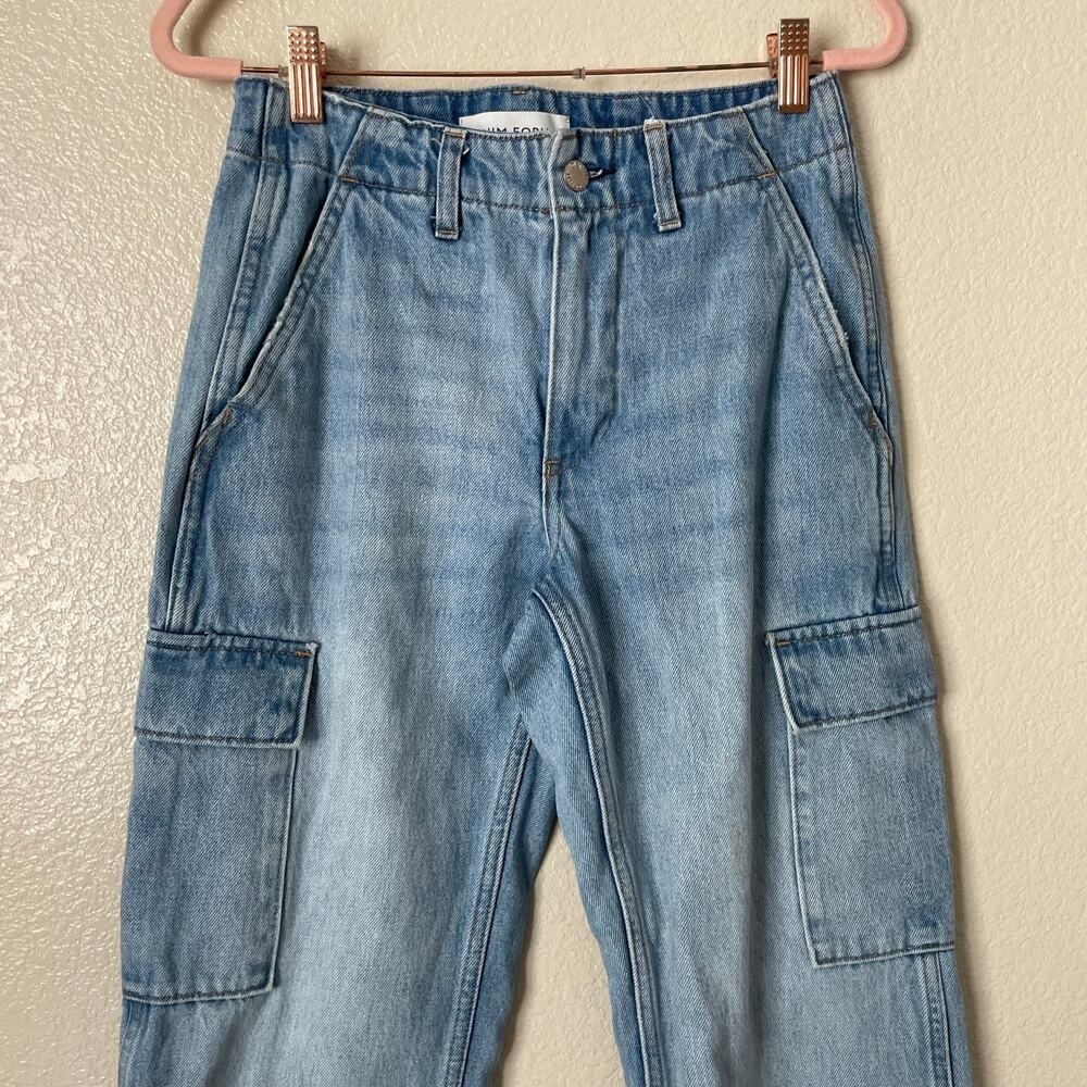 Denim Forum Jeans Womens Size 23 Cargo Blue Denim 90s Edie Low Rise‎ Y2K Cotton - Picture 5 of 14